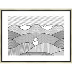 絵画 ハーディー「ライン」 羊 ひつじ かわいい おしゃれ 壁掛け 額付き ギフト 4Lサイズ