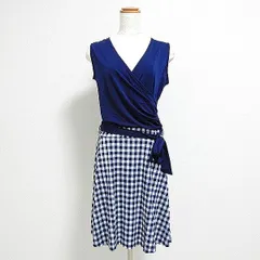 #snc エジェリ EGERIE ワンピース T1 ノースリーブ チェック柄 ひざ丈 フランス製 紺系 白系 レディース [821416]