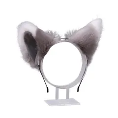 【特価セール】[harukita] きつね耳 犬耳 カチューシャ もふもふ耳 キツネ耳カチューシャ コスプレグッズ 変装 オオカミ耳 忘年会 仮装 ヘアアクセサリー 野球観戦 きつねの耳型カチューシャ ハロウィン 文化祭 可愛い イベント衣装 (グレー（毛先が