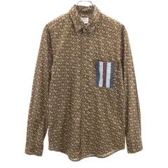 BURBERRY バーバリー 総柄 長袖 コットンシャツ M ブラウン メンズ 古着