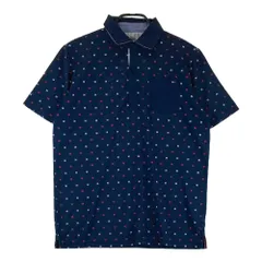 サイズ：M TOMMY HILFIGER GOLF トミー ヒルフィガーゴルフ  半袖ポロシャツ 総柄 ネイビー系 [240101438665] ゴルフウェア メンズ ストスト