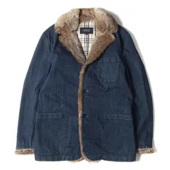BURBERRY BLACK LABEL バーバリー ブラックレーベル ジャケット サイズ:L ラビットファー USED加工 ストレッチ デニム ジャケット ノバチェック ハーフコート インディゴ アウター ブルゾン【メンズ】のサムネイル