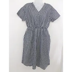 ◇ E hyphen world gallery PEACE チェック 半袖 ロング ワンピース サイズF ブラック ホワイト レディース  【中古】 【1203150011424】