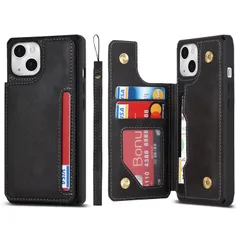 】Pelanty iPhone 13 ケース iPhone13 ケース アイフォン13 ケース縄掛け 6.1インチ 背面 手帳型 PUレザー IC カード収納 軽量 スタンド機能 ボタン磁気 多機能 iPhone 13 スマホケース 耐衝撃 滑り防止 全面保護