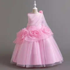 子供ドレス ピアノ発表会 子供 ワンピース 女の子 花柄 フォーマル 七五三 ロング パーティー 中学生 誕生日 入園式 入学式 演奏会 撮影 結婚式 発表会 お出かけ キッズドレス jinming25