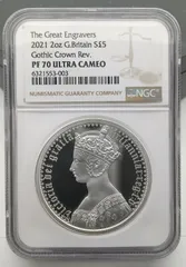 2019 タワーオブロンドンワタリカラス ピエフォー£5銀貨 PF70 UCFR