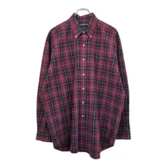 RALPH LAUREN ラルフローレン BLAKE ボタンダウンチェックシャツ ワインレッド(メンズ L)中古 古着 U7422