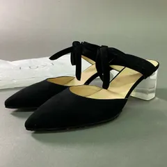 7a28 FOXEY フォクシー LETE クリアヒール パンプス ミュール サンダル チャンキーヒール シューズ 37 ブラック スエードのサムネイル