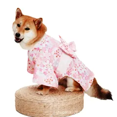 【新品】和風ペット浴衣｜かわいい犬用着物｜桜＆仙鶴デザイン　おしゃれなワンちゃん　エレガントワンちゃん　ワンちゃんお誕生日プレゼント