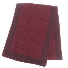 未使用品□FENDI/フェンディ ズッカ FFロゴ 総柄 SCIARPA ウール100％ マフラー/ショール ボルドー イタリア製 正規品 タグ付き メンズのサムネイル