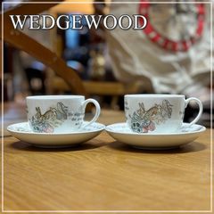 ウェッジウッド ピーターラビット 旧刻印 カップ＆ソーサー 2客 ペア セット ウサギ WEDEWOOD PETERRABBIT かわいい 英国【RU1011-1】