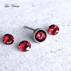 ✴︎大人ピンク✴︎ つけっぱなしOK 天然 ロードライトガーネット 一粒 ベゼルピアス 4mm 316 サージカルステンレス 金属アレルギー対応 片耳用【1月 誕生石】