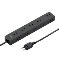 サンワサプライ 電源タップ 10個口・2P (1m) たくさん挿せるレイアウト 強力ネオジムマグネット ほこりシャッター スイングプラグ ブラック TAP-2210-1BK