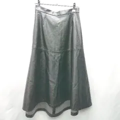 ◇ Θ TOKYO BASE レザー系 ロング丈 フレア スカート サイズ1 ブラック レディース E  【1412090030413】