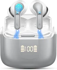 ワイヤレスイヤホン 2024最新 Bluetooth イヤホン ブルートゥースイヤホン ENCノイズキャンセリング デュアルマイク Bluetooth5.3  iPhone/Android適用 日本語説明書付き(グレー)