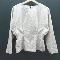 ◇ NATURAL BEAUTY BASIC ペプラムデザイン シンプル 上品 綺麗め 七分袖 ブラウス サイズM ベージュ レディース E  【1308160021217】