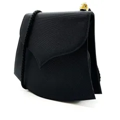 【美品】 Yeves Saint Laurent イヴサンローラン YSL ショルダーバッグ フラップ ナイロン ブラック 黒色 ゴールド金具