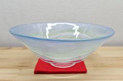 【逢絢亭・新品】茶道具 茶碗 平茶碗 義山 砂浜の図 工芸ガラス 超耐熱ガラス 山岡善高 紙箱入り