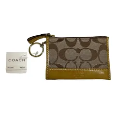 【未使用】 COACH コーチ シグネチャー キーホルダー付き コインケース 小銭入れ カードケース ブラウン系 SMZ12522