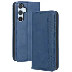 Galaxy A55 5G ケース 手帳 SC-53E SCG27 チェック柄 合革 レトロ 手帳 ケース 【Color】ネイビー