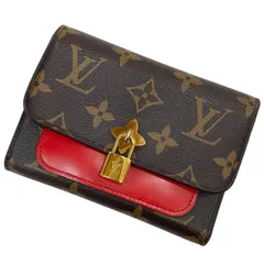 【中古】LOUIS VUITTON | ルイ・ヴィトン ポルトフォイユ フラワー コンパクト モノグラム 三つ折り財布 M62567 コクリコ ブラウン×レッド【尾張小牧店】