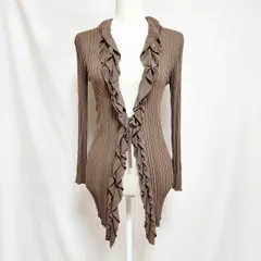 #anc ユキトリイ YUKITORII カーディガン 38 茶系 フリル リボン ロング レディース [906539]のサムネイル
