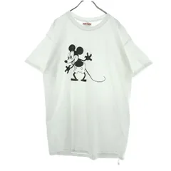 未使用 MICKEY MOUSE ミッキーマウス ミッキー柄 半袖 Tシャツ L ホワイト メンズ 古着