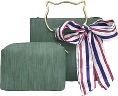 AngelMoon(エンジェルムーン) 母の日 ミニバッグ レディース 2点セット 猫 ショルダー 斜めがけ ポーチ付き ポシェット ねこ 小さめバッグ( グリーン)