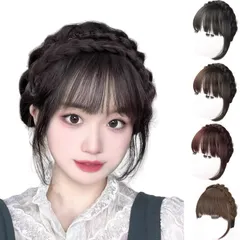 【在庫セール】通学文化祭 前髪 カチューシャ通勤 ヘアアクセサリ かわいい 三つ編みかわいい 三つ編み 自然 おしゃれ キャンパス 部分ウィッグ オフィスなどに最適 ブラック前髪レディース 幅広 前髪ウィッグ ヘアバンド 髪飾り小顔効果