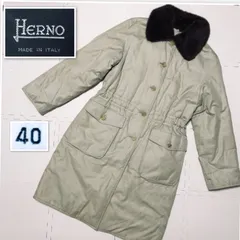 ■良品■HERNO ヘルノ　ステンカラーコート　ロングコート　中綿　ファー付き(取り外し可能)　女優襟ファー　size40(サイズM程度)   イタリア製　ベージュのサムネイル
