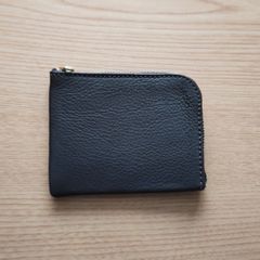 本革小銭入れ　Ｌ字ファスナー　黒