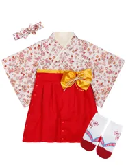 【新着商品】ベビー 着物 ロンパース 和装 お食い始め 袴 お宮参り 女の子 初節句 [BECOS] 靴下付き