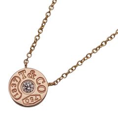 ティファニー TIFFANY&Co. ネックレス レディース ブランド 750PG 1P ダイヤモンド 1837 サークル ピンクゴールド ジュエリー 磨き済み 【中古】