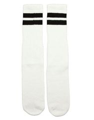 SkaterSocks (スケーターソックス) ロングソックス 靴下 男女兼用 ソックス チューブソックス Mid calf White tube socks with Black stripes style 2 (19インチ) スケボー SK8 SKATE