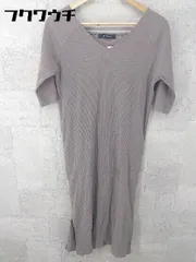 ◇ nano universe ナノユニバース Vネック スリット 七分袖 膝下丈 ワンピース サイズ38 グレー系 レディース 【中古】 【1002802591754】