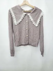 ◇ ⊇ axes femme アクシーズファム レース 長袖 ニット カーディガン サイズＭ ラベンダーパープル系 レディース E  【1507160004170】