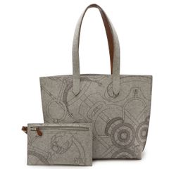 HERMES エルメス カリミMM トートバッグ ラージトート ハンドバッグ フェルト レザー グレー 灰色 ブラウン 茶 □L刻印 ポーチ付き