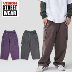 新品 メンズ VISION STREET WEAR VISIONSTREETWEAR ヴィジョンストリートウェア パンツ ズボン ボトムス デニム カラーデニム カーゴパンツ デニムカーゴパンツ スケーターパンツ ワイド グレー パープル ブラウン