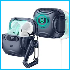 【特価商品】ESR AirPods 4 ケース(HaloLock) AirPods 第4世代 ケース(2024) (USB-C) 対応 MagSafe 対応 落下防止ロック イージーオープン Cyberシリーズ ブルー