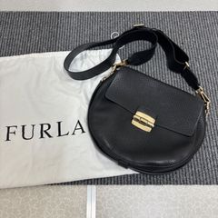 FURLA フルラ レザー ショルダーバッグ2way シボ革 ブラック