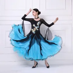 新品未使用 ストーン付き華やかスタンダードドレス 2色使いで発表会や競技会、デモに最適！