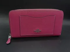 ■美品■ COACH コーチ レザー ラウンドファスナー 長財布 ウォレット 札入れ 小銭入れレディース マゼンタピンク系 DH7409