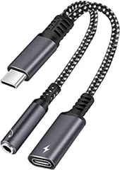 【在庫処分】TinaLexia タイプC イヤホン変換ケーブル 2in1 3.5mmイヤホン変換 PD 60W急速充電/音楽/通話/音量調節 ナイロン編み ハイレゾDACチップ内蔵 Typec イヤホン変換アダプター 耐久性