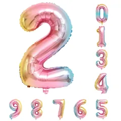 超特大100cm ナンバーバルーン 2 TWO 誕生日 飾り付け用 バースデー アルミホイル風船 40inch