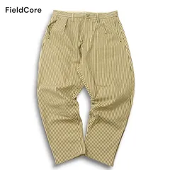 FieldCore フィールドコア ワークマン GR1001 秋冬 ストレッチ 裏起毛★ ストライプ テーパード パンツ Sz.L メンズ