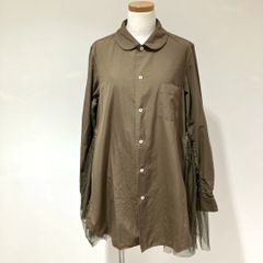 RL-B008 コムデギャルソン コムデギャルソン COMME des GARCONS COMME des GARCONS エステルスパンブロード ナイロンチュール 丸襟長袖ブラウス カーキ Sサイズ 2023年A/W