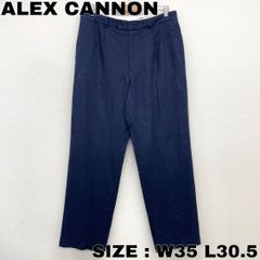 US古着 ALEX CANNON スラックス リネン パンツ ワンタック テーパード W35 L30.5 ネイビー