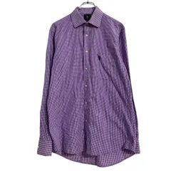 U.S. POLO ASSN. 長袖 チェックシャツ M パープル ホワイト ギンガムチェック 古着卸 アメリカ仕入 a702-5411