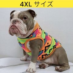 メルカリ フレブル 服 フレンチブルドッグ 4XL ネイティブ柄 フリース 袖なし Tシャツ 冬 イングリッシュブルドッグ  パグ ペット服 犬服 フレブル
