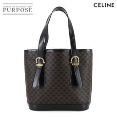 新品同様 セリーヌ CELINE マカダム トート バッグ PVC レザー ブラック ブラウン ゴールド 金具 ヴィンテージ Macadam Tote Bag 90289298